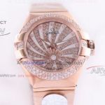MRF Ladies Omega Constellation 27MM Automatic Watch - Rose Gold Case Full Diamond Dial